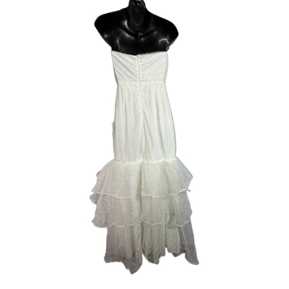 Lulus White Strapless Mermaid Wedding/Formal Dress Tiered Ruffle Gown Small NWT - Picture 2 of 15